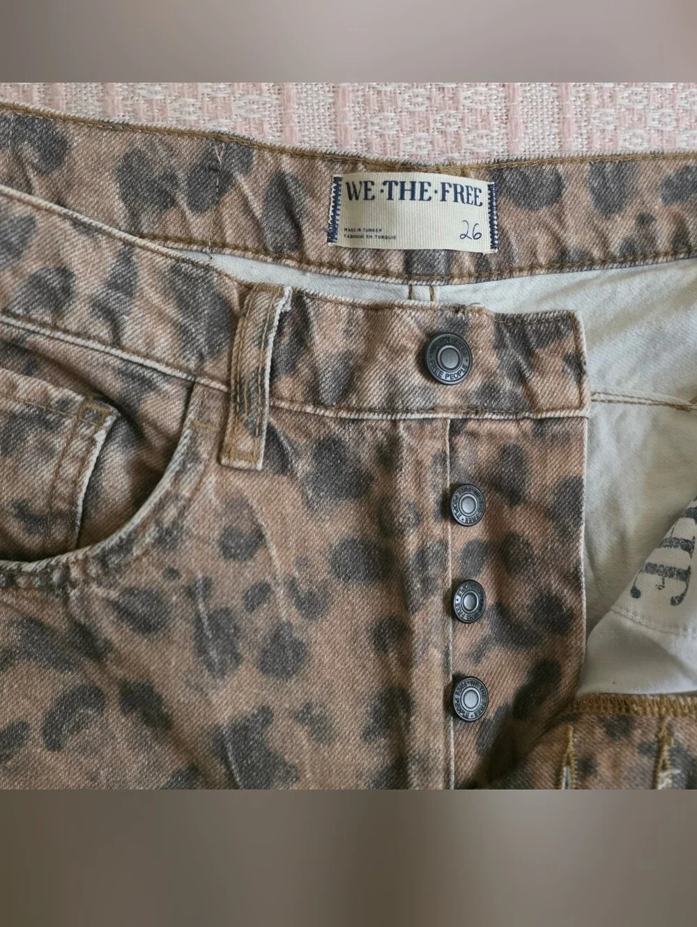 Leopard Barrel Leg Jeans 26